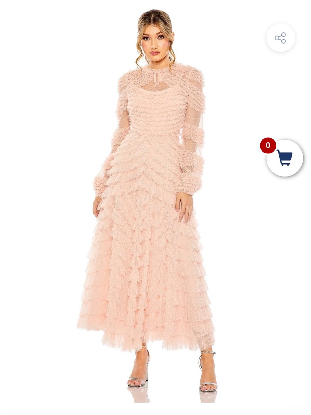 Mac Duggal Dusty Pink Ruffled Tulle A-line Dress